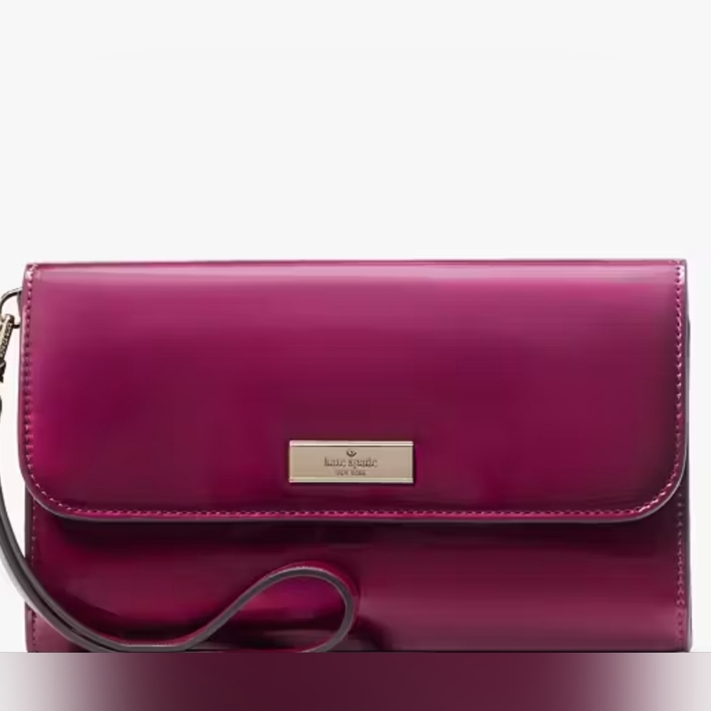 Kate Spade Kenzie Boxed Medium Flap Wristlet ~ Dark Raspberry